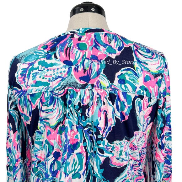 LILLY PULITZER Daisy Knit Long Sleeve Top in Bright Navy Caught Up Size M EUC - Picture 8 of 15